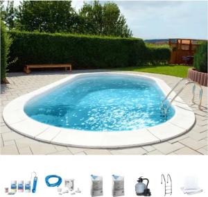 my POOL BWT Ovalpool "PREMIUM mit sandfarbener Innenfolie", (Komplett-Set, 7 tlg.), Höhe: 150 cm, in verschiedenen Größen