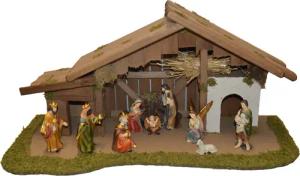 Alfred Kolbe Krippe "Krippenstall", (Set), mit 13 cm Poly-Figuren 11tlg.