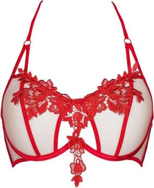Axami Bügel-BH BH in rot mit Spitze transparent Blumenmuster Neckholder (einzeln, 1-tlg)