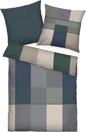 TOM TAILOR Bettwäsche Satin-Wende-Bettwäsche KARO, Blau, 155 x 220 cm, Baumwolle, 2 teilig, mit Reißverschluss