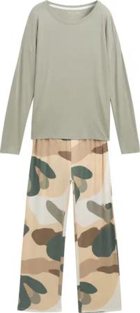 TOM TAILOR Damen Pyjama-Set mit Muster, grün, Gemustert, Gr. M/38