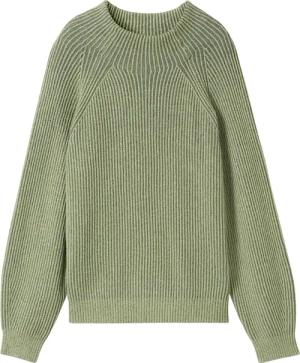 TOM TAILOR Damen Gerippter Pullover mit Stehkragen, grün, Uni, Gr. XXL