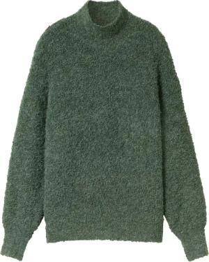 TOM TAILOR Damen Lockerer Bouclé Pullover, grün, Uni, Gr. S