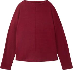 TOM TAILOR Damen Sweatshirt mit Struktur, rot, Uni, Gr. XL