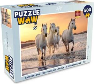 MuchoWow Puzzle Pferde - Sonne - Meer - Strand - Tiere, 500 Puzzleteile, Foto-Puzzle, Bilderrätsel, Puzzlespiele, Spielzeug