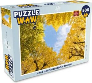 MuchoWow Puzzle Bäume - Herz - Gelb - Himmel, 500 Puzzleteile, Foto-Puzzle, Bilderrätsel, Puzzlespiele, Spielzeug