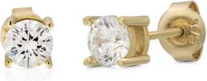 Suzan Gold Paar Ohrstecker Shine Bright Stecker Medium, Gelbgold 375, Zirkonia-Steine