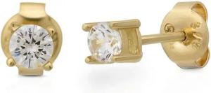 Suzan Gold Paar Ohrstecker Shine Bright Stecker Small, Gelbgold 375, Zirkonia-Steine