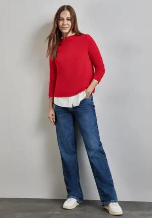 Street One Frauen Turtleneck Struktur-Shirt in Rot, Gr: 38