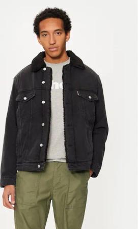 SCHOTT N.Y.C. Jeansjacke TRUCKSHERPA Grau Regular Fit