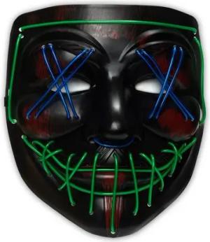 Zoelibat Verkleidungsmaske LED Maske mit Neon Schnüren, Schwarz