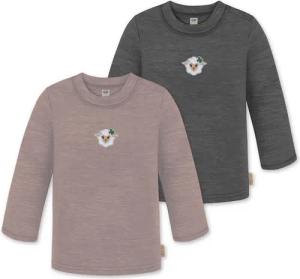 normani Langarmwickelbody 2er Pack Baby Merino Longsleeve „Taupo" Multirabatt - Winter Feinstrick Wollpullover aus 100 % Merinowolle