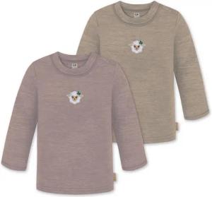 normani Langarmwickelbody 2er Pack Baby Merino Longsleeve „Taupo" Multirabatt - Winter Feinstrick Wollpullover aus 100 % Merinowolle