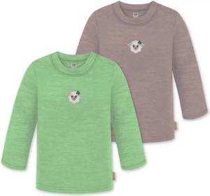 normani Langarmwickelbody 2er Pack Baby Merino Longsleeve „Taupo" Multirabatt - Winter Feinstrick Wollpullover aus 100 % Merinowolle