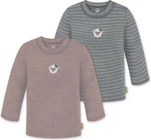 normani Langarmwickelbody 2er Pack Baby Merino Longsleeve „Taupo" Multirabatt - Winter Feinstrick Wollpullover aus 100 % Merinowolle