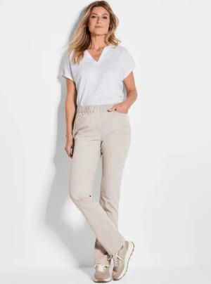 Schlupfjeans CARLA mit Glitzersteinen - beige - Gr. 205 von Goldner Fashion