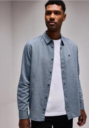 Street One MEN Männer Two Tone Flannelhemd in Blau, Gr: 3XL
