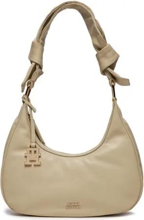Tommy Hilfiger Handtasche Pushlock Leather Hobo AW0AW16073 Beige