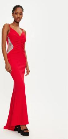 Rinascimento Abendkleid CFC0121948003 Rot Slim Fit