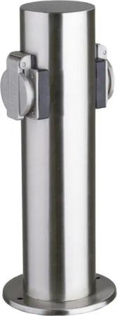 HEITRONIC Gartensteckdose Heitronic 35103 Gartensteckdose 2fach Edelstahl erhöhter Berührungssc, 35103