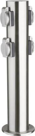 HEITRONIC Gartensteckdose Heitronic 35104 Gartensteckdose 4fach Edelstahl erhöhter Berührungssc, 35104