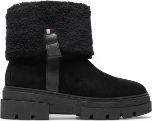 Tommy Hilfiger Stiefeletten Faux Fur Suede Roll-Down Boot FW0FW08158 Schwarz
