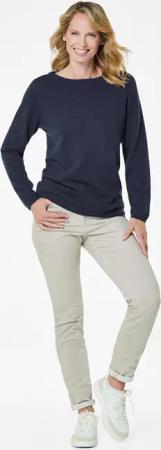 Kaschmirpullover mit U-Boot Ausschnitt - marine - Gr. 54 von Goldner Fashion