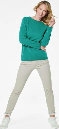 Kaschmirpullover mit U-Boot Ausschnitt - smaragd - Gr. 52 von Goldner Fashion