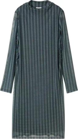 TOM TAILOR Damen Mesh-Kleid, blau, Gemustert, Gr. 42