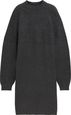 TOM TAILOR DENIM Damen Strickkleid mit Stehkragen, grau, Meliert, Gr. S