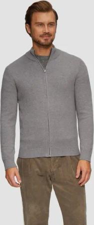 s.Oliver Strickjacke Strickjacke mit Stehkragen Rippblende