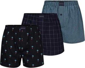 TOM TAILOR Boxershorts TOM TAILOR Herren Boxershort blau kariert 3er Pack (3-St)