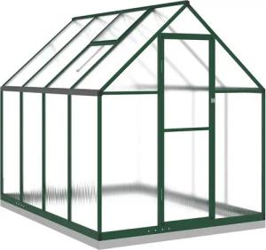 vidaXL Gewächshaus Gewächshaus mit Fundamentrahmen Grün 224x169x202 cm Aluminimum
