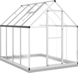 vidaXL Gewächshaus Gewächshaus mit Fundamentrahmen Silber 224x169x202cm Aluminimum