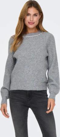 ONLY Rundhalspullover "ONLGAIDA LIFE LS EMB O-NECK CC KNT"