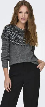 ONLY Rundhalspullover "ONLALINA LS JQ O-NECK EX KNT"