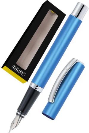 Online Pen Füller Vision Füllhalter, (aus gebürstetem Aluminium, hochwertiger Füllfederhalter mit Iridium-Feder), in Geschenkbox