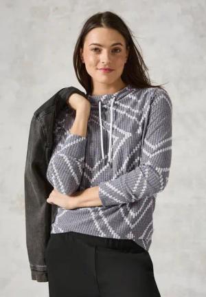 Cecil Damen Jaquard-Shirt in Grau, Gr: XXL