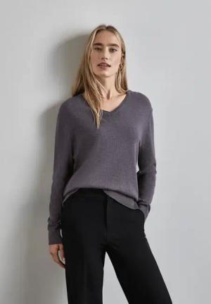 Street One Frauen Kuscheliger Pullover in Grau, Gr: 36