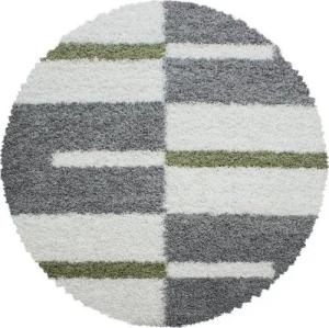 Stilvoll Günstig Hochflor-Teppich für Wohnzimmer und Schlafzimmer Kariertes Design, Rund, Höhe: 30 mm