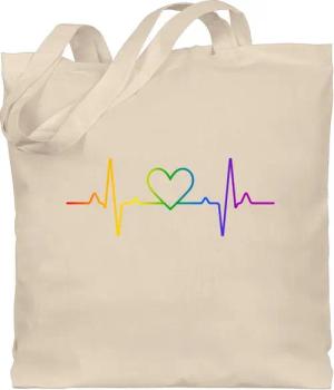 Shirtracer Umhängetasche Herzschlag Regenbogen Pride, LGBT Kleidung