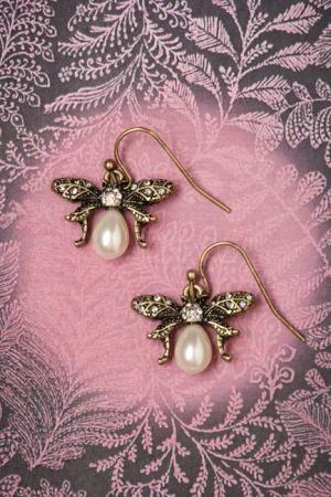 Bumble Bee Pearl Drop Ohrringe in Gold
