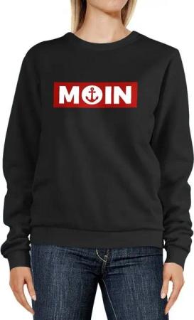 Neverless Sweatshirt Sweatshirt Damen Moin norddeutsch Morgen Anker Badge Rundhals-Pullover Pulli Sweater Neverless®
