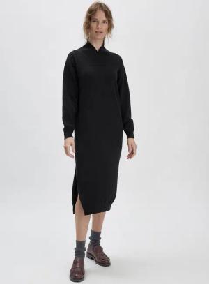 hessnatur Damen WUNDERKIND × HESSNATUR Strickkleid Midi Oversize aus Bio-Merinowolle mit Kaschmir - schwarz - Größe XS