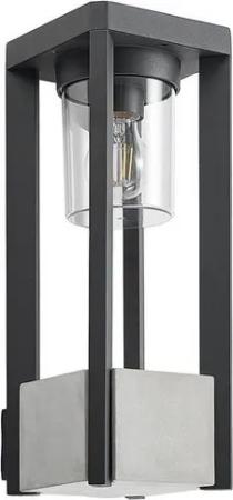 Lucande Außen-Wandleuchte Kalisa, dimmbar, Leuchtmittel nicht inklusive, Modern, Aluminium, Kunststoff, dunkelgrau (RAL 840-M), klar, 1