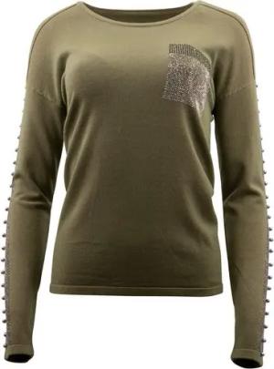Passioni Strickpullover mit Strassdetails vorne und an den Ärmeln