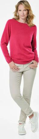 Kaschmirpullover mit U-Boot Ausschnitt - pink - Gr. 21 von Goldner Fashion