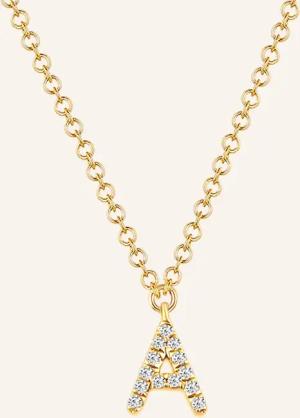 Leaf INITIALIEN Halskette „A“  aus 14 Karat Gelbgold mit Diamanten