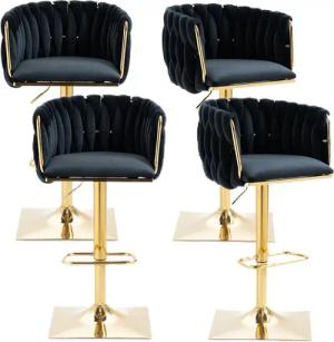 LVHOM Barhocker 360° drehbare moderne Samt-Barstühle, goldene Stuhlbeine (4 St)