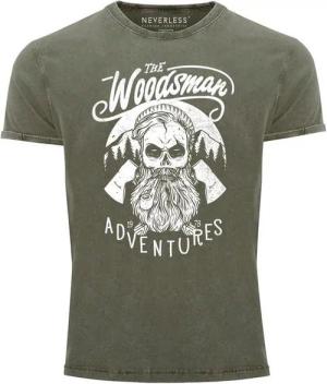 Neverless Print-Shirt Cooles Angesagtes Herren T-Shirt Vintage Shirt Lumberjack Woodsman mit Print